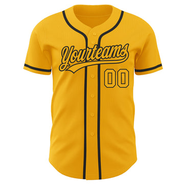 Custom Gold Gold-Black Authentic Baseball Jersey