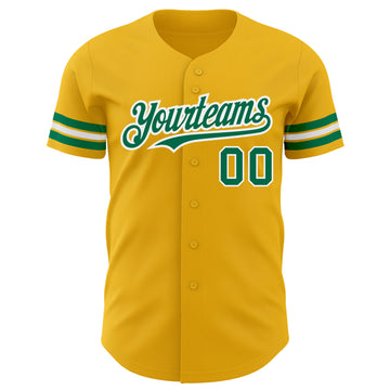 Custom Gold Kelly Green-White Authentic Baseball Jersey