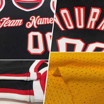 Custom Gold Navy-White Authentic Throwback Basketball Jersey