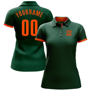 Custom Green Orange Performance Golf Polo Shirt