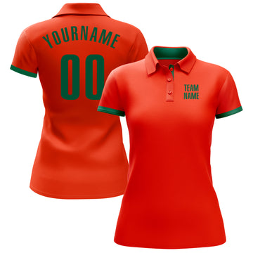 Custom Orange Kelly Green Performance Golf Polo Shirt