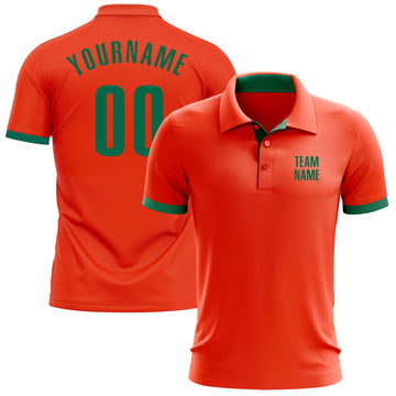 Custom Orange Kelly Green Performance Golf Polo Shirt