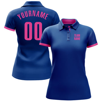 Custom Royal Pink Performance Golf Polo Shirt