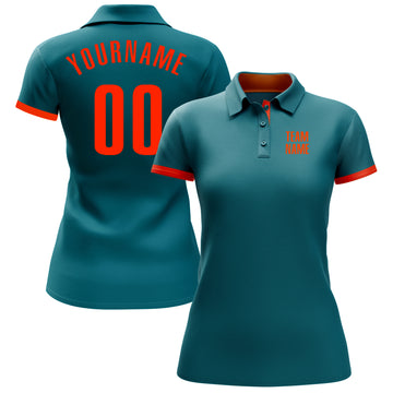 Custom Teal Orange Performance Golf Polo Shirt