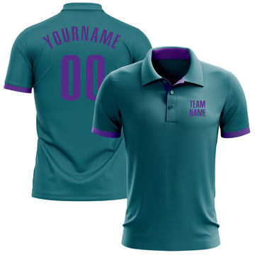 Custom Teal Purple Performance Golf Polo Shirt