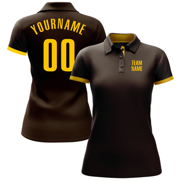 Custom Brown Yellow Performance Golf Polo Shirt