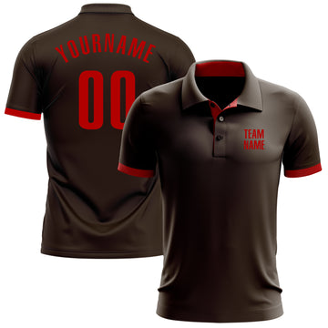 Custom Brown Red Performance Golf Polo Shirt