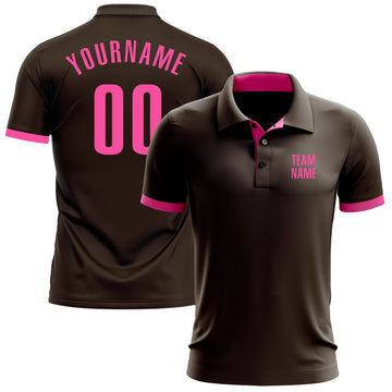 Custom Brown Pink Performance Golf Polo Shirt