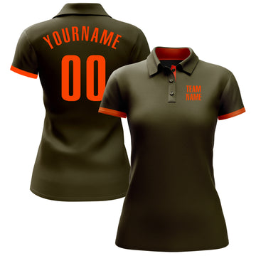 Custom Olive Orange Performance Salute To Service Golf Polo Shirt