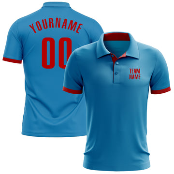 Custom Panther Blue Red Performance Golf Polo Shirt