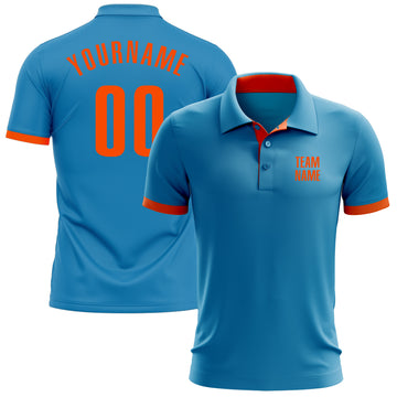 Custom Panther Blue Orange Performance Golf Polo Shirt