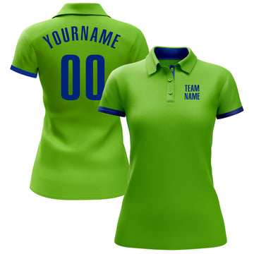 Custom Neon Green Royal Performance Golf Polo Shirt