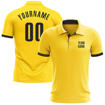 Custom Yellow Black Performance Golf Polo Shirt