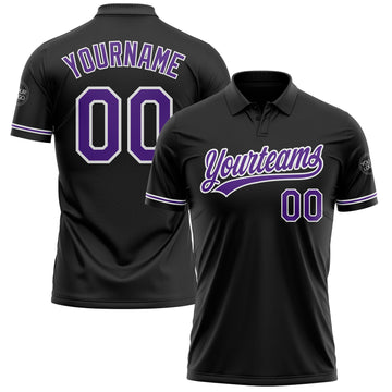 Custom Black Purple-White Performance Vapor Golf Polo Shirt