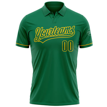 Custom Kelly Green Kelly Green-Yellow Performance Vapor Golf Polo Shirt