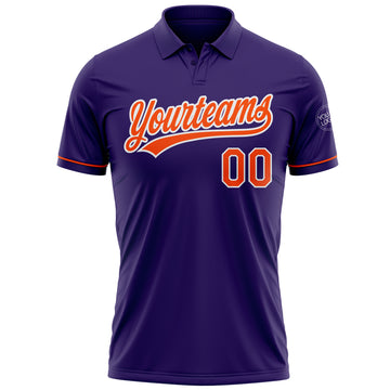 Custom Purple Orange-White Performance Vapor Golf Polo Shirt