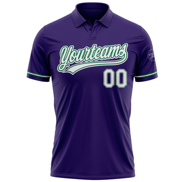 Custom Purple White-Kelly Green Performance Vapor Golf Polo Shirt