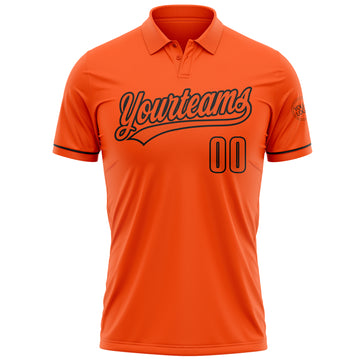 Custom Orange Black Performance Vapor Golf Polo Shirt