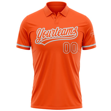 Custom Orange White-Gray Performance Vapor Golf Polo Shirt