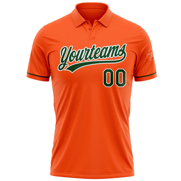 Custom Orange Green-White Performance Vapor Golf Polo Shirt