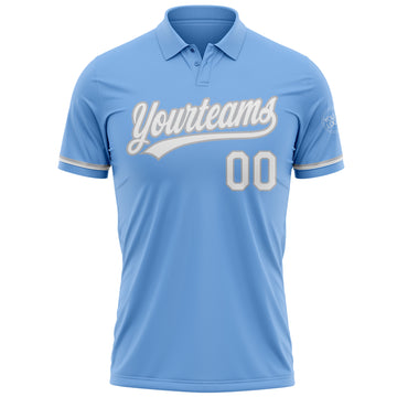 Custom Light Blue White-Gray Performance Vapor Golf Polo Shirt