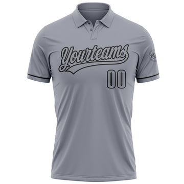 Custom Gray Black Performance Vapor Golf Polo Shirt