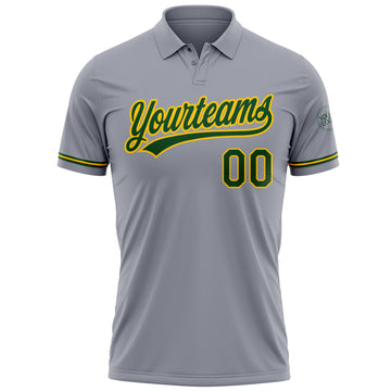 Custom Gray Green-Yellow Performance Vapor Golf Polo Shirt