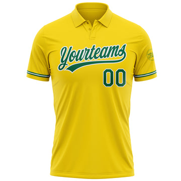 Custom Yellow Kelly Green-White Performance Vapor Golf Polo Shirt