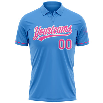 Custom Powder Blue Pink-White Performance Vapor Golf Polo Shirt