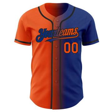 Custom Royal Orange-Black Authentic Gradient Fashion Baseball Jersey