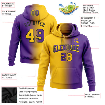 Custom Stitched Purple Yellow-Black Gradient Fashion Sports Pullover Sweatshirt Hoodie