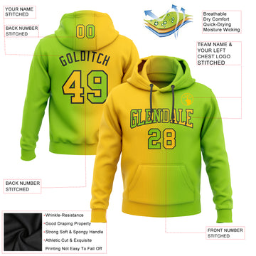 Custom Stitched Neon Green Yellow-Black Gradient Fashion Sports Pullover Sweatshirt Hoodie
