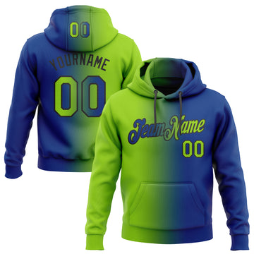 Custom Stitched Royal Neon Green-Black Gradient Fashion Sports Pullover Sweatshirt Hoodie