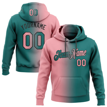 Custom Stitched Teal Medium Pink-Black Gradient Fashion Sports Pullover Sweatshirt Hoodie