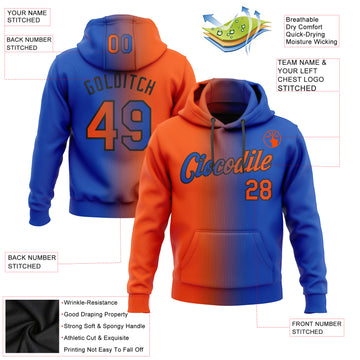 Custom Stitched Thunder Blue Orange-Black Gradient Fashion Sports Pullover Sweatshirt Hoodie