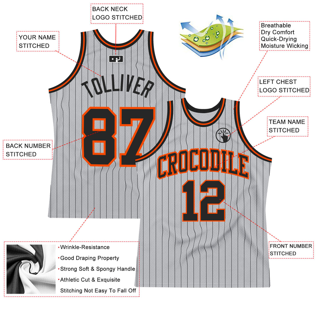 Custom White Brown Pinstripe Brown-Orange Authentic Basketball Jersey Sale  – UKSN INC