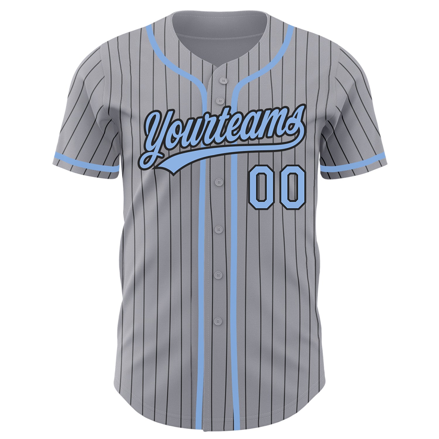 Custom Gray Black Pinstripe Light Blue Authentic Baseball Jersey Discount