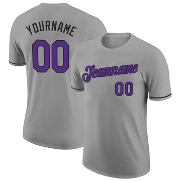 Custom Gray Purple-Black Performance T-Shirt