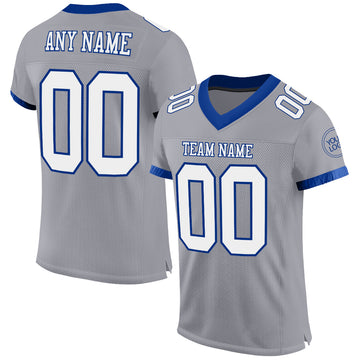 Custom Gray White-Royal Mesh Authentic Football Jersey