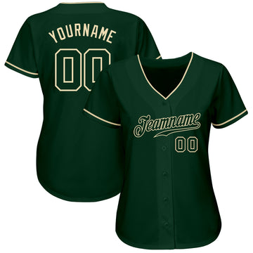 Custom Green Green-Cream Authentic Baseball Jersey