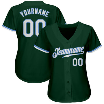 Custom Green White-Light Blue Authentic Baseball Jersey