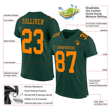 Custom Green Bay Orange Mesh Authentic Football Jersey