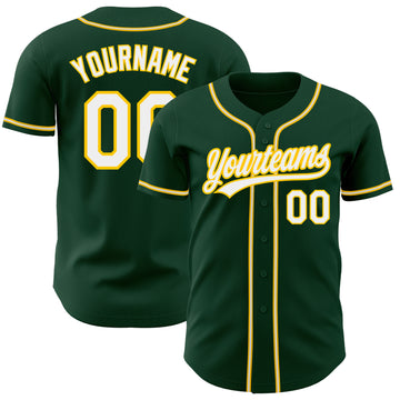 Custom Green White-Gold Authentic Baseball Jersey