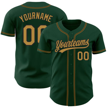 Custom Green Old Gold-Black Authentic Baseball Jersey