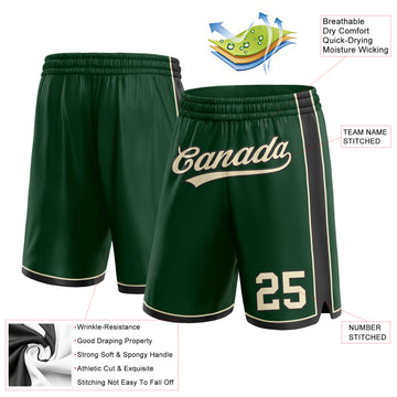 Custom Hunter Green Cream-Black Authentic Basketball Shorts