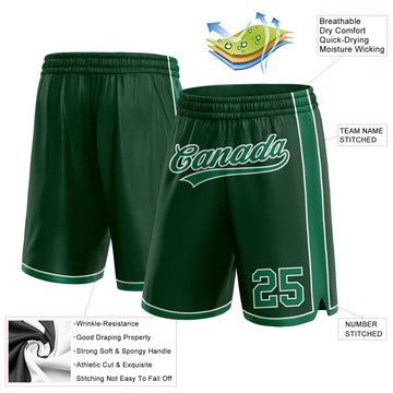 Custom Hunter Green Kelly Green-White Authentic Basketball Shorts