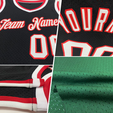 Custom Hunter Green White-Red Authentic Throwback Basketball Jersey