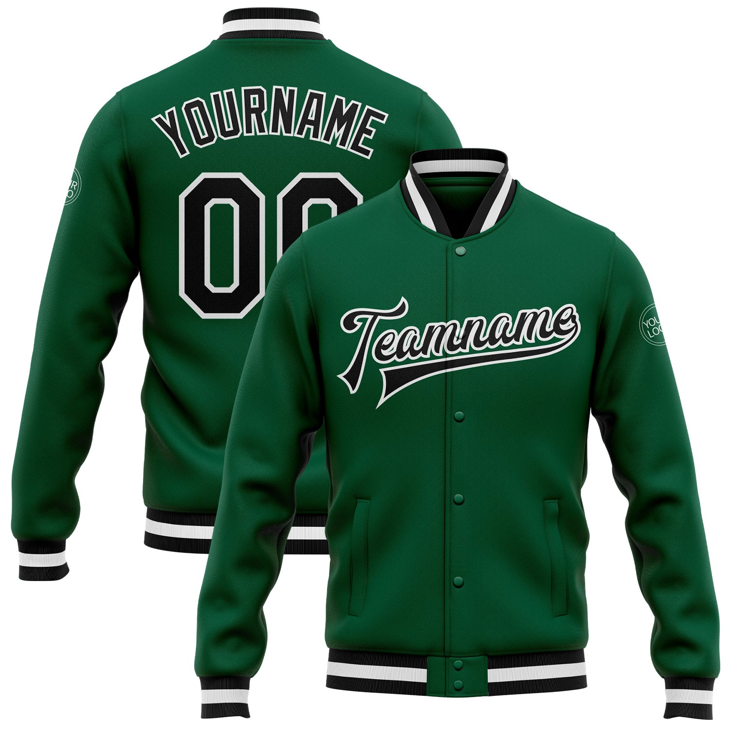 Kelly Green Letterman Jacket with White Leather Sleeves