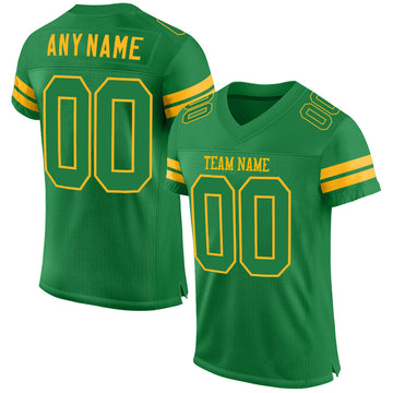 Custom Grass Green Grass Green-Gold Mesh Authentic Football Jersey