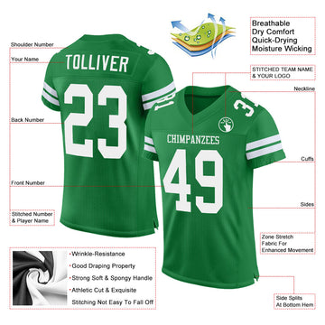 Custom Grass Green White Mesh Authentic Football Jersey